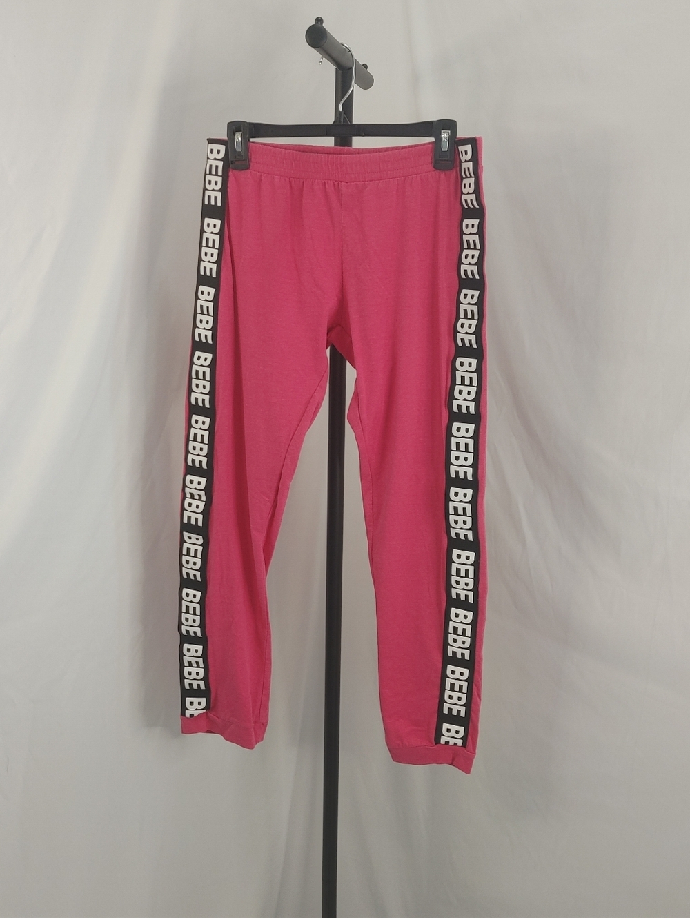 bebe Pink Logo Stripe Lounge Pants Womens Large Sleepwear Stretch